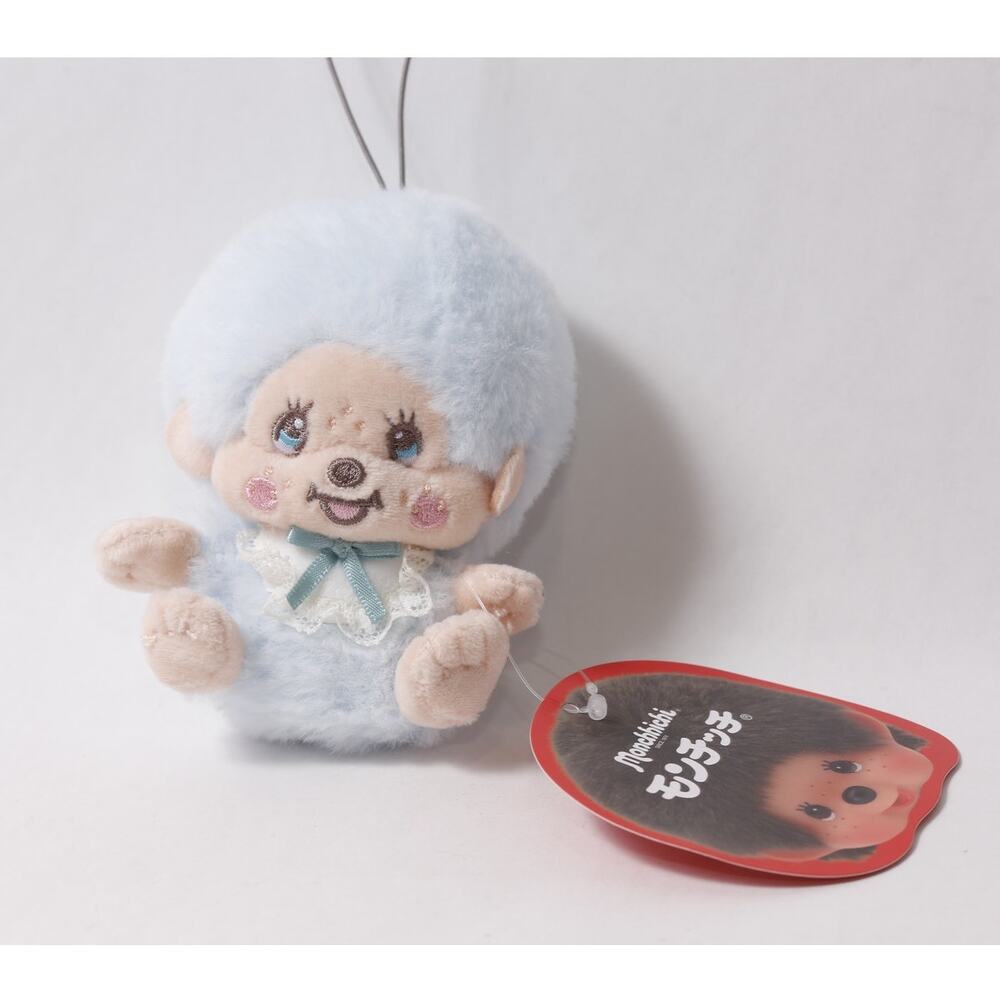 Sekiguchi Monchhichi Japan Blue Plush Keychain Charm w Tag ~ 260730-WH 467